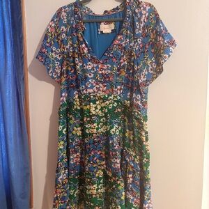 Anthropologie Floral V-Neck Dress